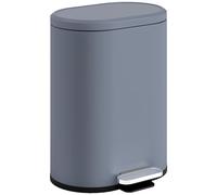 HOMCOM Papelera de cocina 6L compacta, cubo de pedal de metal con cubo interior extraíble, tapa de cierre suave, antihuellas, para dormitorio, baño, oficina, gris