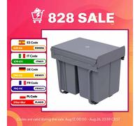 HOMCOM Cubos de Basura Extraíbles 3 Contenedores de Reciclaje 1x20L y 2x10L Metal y Plástico 48x34,2x41,8cm Gris Aosom España