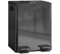 HOMCOM Papelera de Cocina Doble, 2 x 20L Papelera Doble de Acero Inoxidable con Tapa de Cierre Suave, Cubos Interiores Extraíbles, A Prueba de Huellas Dactilares para Reciclaje y Residuos, Negro