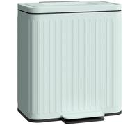 HOMCOM Papelera de Cocina Doble, 2 x 20L Papelera Doble para Reciclaje y Basura, Papelera de Pedal a Prueba de Huellas Dactilares con Tapa de Cierre Suave, Cubos Interiores Extraíbles, Verde