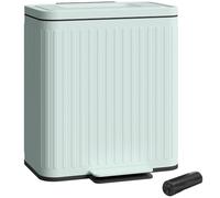 HOMCOM Papelera de Cocina Doble, 2 x 20L Papelera Doble para Reciclaje y Basura, Papelera de Pedal a Prueba de Huellas Dactilares con Tapa de Cierre Suave, Cubos Interiores Extraíbles, Bolsas de