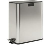 HOMCOM Papelera de Cocina Doble con Tapa de Mariposa de Cierre Suave, 2 x 28L Papelera de Pedal de Acero Inoxidable con Cubos Interiores Extraíbles, A Prueba de Huellas Dactilares para Reciclaje y