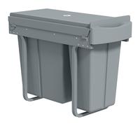 HOMCOM Papelera de cocina extraíble 30L con 2 compartimentos, papelera bajo fregadero con tapa esmerilada, 52x26x40,8cm, gris