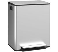 HOMCOM Papelera doble de cocina 2x25L Pedal Acero Inoxidable Plata