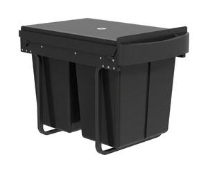 HOMCOM Papelera extraíble bajo fregadero, cubo para reciclaje, 2 x 20L, cubos interiores extraíbles, 52 x 33,5 x 41 cm, negro