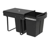 HOMCOM - Papelera para fregadero deslizante, basura de clasificación selectiva, 2 x 20 L, cubos interiores extraíbles, mango, deslizamiento suave, estructura de acero, tapa de ABS, 52 x 33,5 x 41 cm