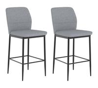 HOMCOM Par 2 taburetes Bar Terciopelo con reposapiés encimera Cocina Gris | Taburetes altos modernos, con respaldo, para barra desayuno