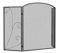 HOMCOM Parachispas para Chimenea Plegable de 3 Paneles en Metal Pintado, Listo para Usar, 133x1x77 cm, Negro