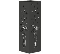 HOMCOM Paragüero cuadrado con bandeja, 15.5x15.5x49 cm, 15,5x15,5x49 cm Negro Aosom España