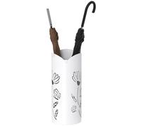 HOMCOM Paragüero de Acero Bandeja de Goteo Extraíble 17x17x41 cm Blanco | Soporte de Paraguas, 4 Ganchos, para Entrada Oficina