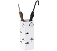 HOMCOM Paragüero de Acero con 4 Ganchos Blanco para Entrada 15,5x15,5x41 cm | Soporte de Paraguas, Bandeja de Goteo Extraíble, Paragüero para Oficina