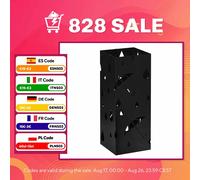 HOMCOM Paragüero de Acero con 4 Ganchos y Bandeja de Goteo 15,5x15,5x41 cm Negro