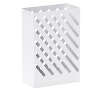 HOMCOM Paragüero de Acero Galvanizado, Soporte de Paraguas Estrecho con Bandeja de Goteo Extraíble, 4 Ganchos, Diseño de Cortes, para Entrada, Pasillo, Oficina, 28x14x41 cm, Blanco