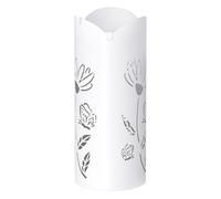 HOMCOM Paragüero de Acero Soporte de Paraguas con 4 Ganchos y Bandeja de Goteo Extraíble Paragüero Blanco para Entrada Oficina 17x17x41 cm