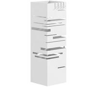 HOMCOM Paragüero Metálico, Soporte de Paraguas con 4 Ganchos y Bandeja de Goteo Extraíble, Paragüero Blanco para Entrada, Oficina, 15,5x15,5x49 cm