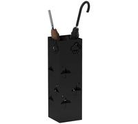 HOMCOM Paragüero Paragüero decorativo con 4 ganchos, bandeja de recogida de agua extraíble, para sombrillas, paraguas y bastones, Acero 15,5 x 15,5 x 49 cm Negro