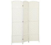 HOMCOM Paravent interior de madera 3 paneles separador de ambientes plegable para salón, habitación 135 x 180 cm blanco