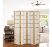 HOMCOM Paravent, Separador de Habitaciones Plegable de 4 Piezas, 160x170 cm, Biombo para Sala de Estar, Diseño Natural