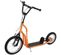 HOMCOM Patinete niño Manillar Ajustable, Freno de Mano, 16" Naranja