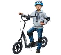 HOMCOM Patinete para Niños 5-12 Años Ruedas 12" Freno Manillar Ajustable Negro Black