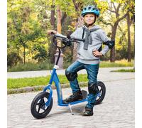 HOMCOM Patinete para Niños de 5-12 Años Scooter de 2 Ruedas Grandes de 12 Pulgadas con Freno y Manillar Ajustable en Altura Carga Máx. 50 kg 120x52x80-88 cm Azul