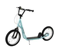 Homcom patinete para niños +5 años, patinete infantil de 2 ruedas, con manillar ajustable en altura, 2 neumáticos de caucho inflable, doble freno, carga 100 kg, 139x58x90-96 cm, azul claro 139 cm