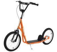 HOMCOM Scooter Patinete para +5 Años Manillar Ajustable 2 Neumáticos de Caucho Inflable con Doble Freno Carga 100 kg 139x58x90-96 cm Aosom España