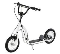 HOMCOM Patinete para niños a partir de 5 años Scooter Patinete para niños Patinete de pedales Patinete de ciudad Patinete para niños Kickboard con ruedas neumáticas Goma de 12 pulgadas Aluminio Blanco