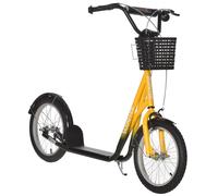 HOMCOM Patinete para Niños, ajustable en altura, antideslizante, marco de acero, cesta extraíble, frenos, ruedas de goma