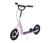 HOMCOM Patinete para Niños de 5-12 Años Scooter de 2 Ruedas Grandes de 12 Pulgadas con Freno y Manillar Ajustable en Altura Carga Máx. 50 kg 120x52x80-88 cm Rosa