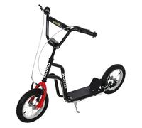 HOMCOM Patinete para Niños de +5 Años Patinete Infantil con Manillar Ajustable en Altura Doble Freno y Estructura de Acero Carga 100 kg para Adolescentes 120x58x75-80 cm Negro