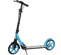 HOMCOM Patinete Plegable para Adultos y Niños de +14 Años Scooter Ligero con Manillar Ajustable Grandes Ruedas Ø200 mm Amortiguador y Freno Aluminio Carga 100 kg 91,5x36,5x91-104 cm Azul