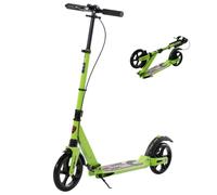 HOMCOM Patinete Plegable 2 Ruedas 14+ Adolescentes Adultos Verde | Doble freno, doble suspensión, ruedas grandes 230mm, manillar 3 ajustes, hasta 100 kg