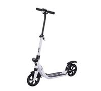 HOMCOM Patinete Plegable para Adultos y Niños +14 años Scooter Ligero con Manillar Altura Ajustable Tipo Monopatín con Freno Grandes Ruedas Ø200 mm Amortiguador Aluminio Carga 100 kg Blanco