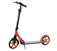 HOMCOM Patinete Plegable para Adultos y Niños de +14 Años Scooter Ligero con Manillar Ajustable Grandes Ruedas Ø200 mm Amortiguador y Freno Aluminio Carga 100 kg 91,5x36,5x91-104 cm Rojo