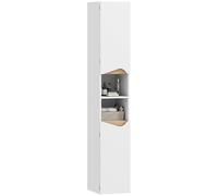 HOMCOM Pedestal de baño, armario estrecho, 2 puertas, compartimentos abiertos, estantes ajustables, para aseo, espacios pequeños, 30 x 34,6 x 180,5 cm, blanco