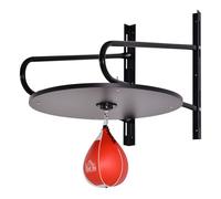Homcom pera de boxeo con soporte de pared punching ball para boxeo con plataforma ajustable en altura soporte giratorio e inflador 60x73x80 cm rojo y negro