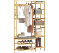 HOMCOM Perchero, 10 ganchos, Natural, Altura 175 cm