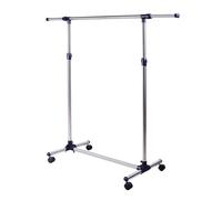 HOMCOM Perchero Acero Inox Colgador Ropa 4 Ruedas Alto y Largo Regulables 95x45x170cm Aosom España