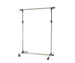 HOMCOM Perchero Acero Inox Colgador Ropa 4 Ruedas Alto y Largo Regulables 95x45x170cm Aosom España
