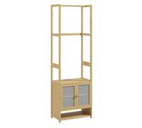 HOMCOM Perchero con Armario, Perchero para Ropa de Bambú, con Zapatero, Barra para Colgar, Estante Ajustable, para Entrada, Pasillo, Dormitorio, 53x31x168 cm, Natural