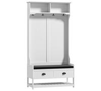 HOMCOM Perchero con Ganchos Perchero con Banco para Entrada Pasillo Metal MDF Blanco + Gris Aosom España