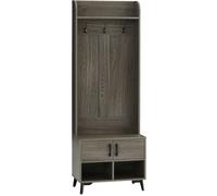 HOMCOM Perchero con Zapatero Perchero Entrada Recibidor con 3 Ganchos 2 Puertas 2 Compartimientos y Estante 60x34x170 cm Gris