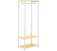 HOMCOM Perchero con Zapatero Perchero Entrada Recibidor con Riel Colgante y 2 Estantes de Almacenamiento para Pasillo Dormitorio 60x40x167,5 cm Natural y Blanco