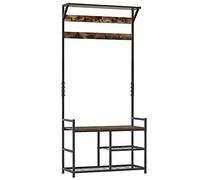 HOMCOM Perchero con Zapatero con 3 Estantes 84x34,5x180 cm Negro Marrón