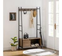 HOMCOM Perchero con Zapatero con Puerta 5 Ganchos y Estante Abierto 84x40x169 cm Gray 60x28.5x105 cm