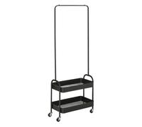 HOMCOM Perchero con Zapatero Perchero con Ruedas con Barra para Colgar y 2 Cestas para Entrada Dormitorio Salón 56,5x31,5x152,5 cm Negro