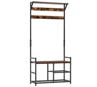 HOMCOM Perchero con Zapatero con 3 Estantes 84x34,5x180 cm Negro Marrón