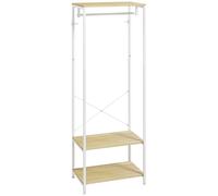 HOMCOM Perchero de Abrigos con barra y 2 estantes para zapatos 60x40x167,5 cm Aspecto Roble Claro Metal Blanco Aosom España