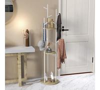 HOMCOM Perchero de entrada 40x167 cm Natural y Blanco